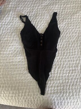 FP Black Snap-Front One-Piece Bodysuit
